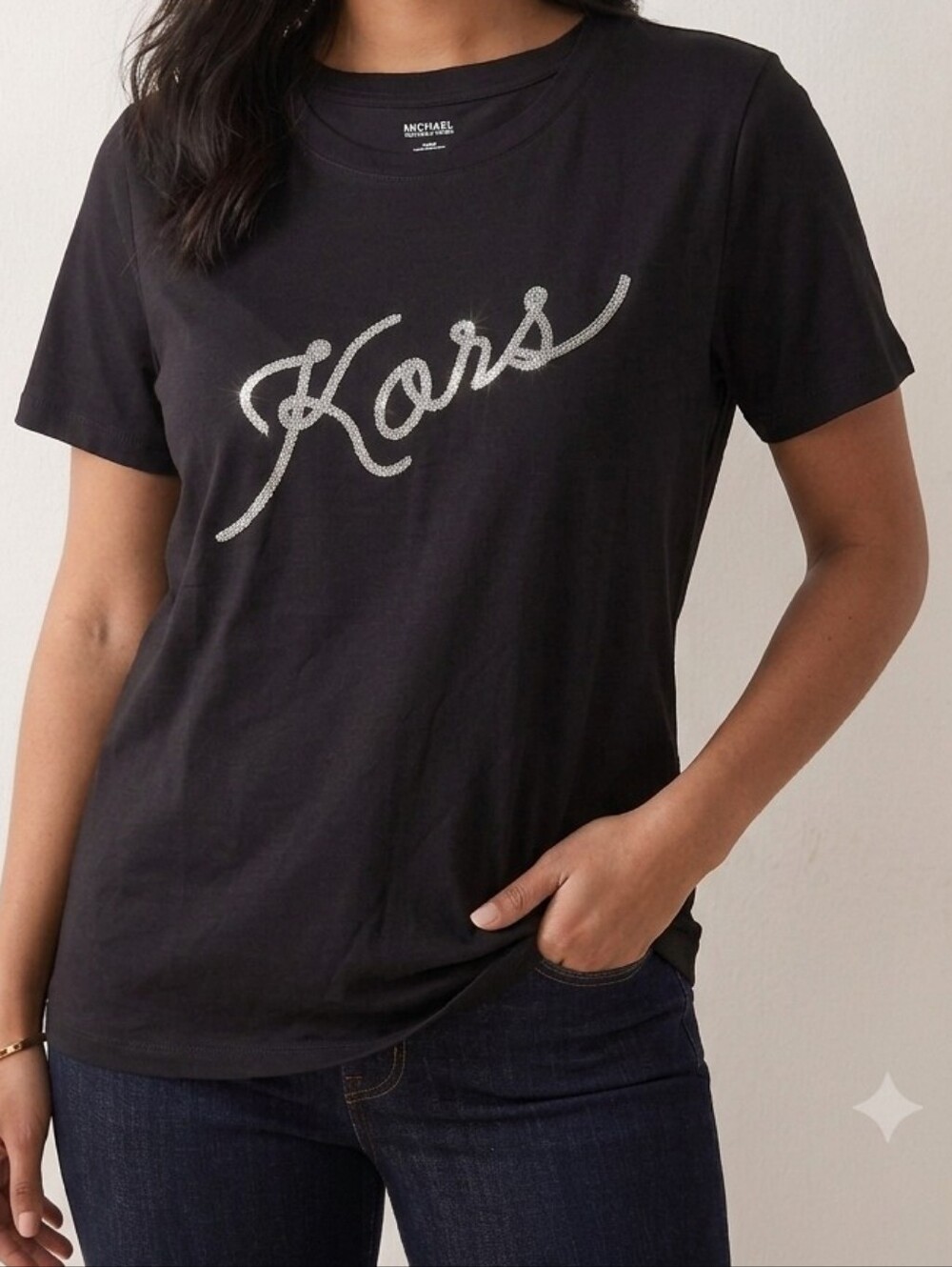 NWT Michael Kors Men’s Black Script Logo Cotton T‑Shirt
